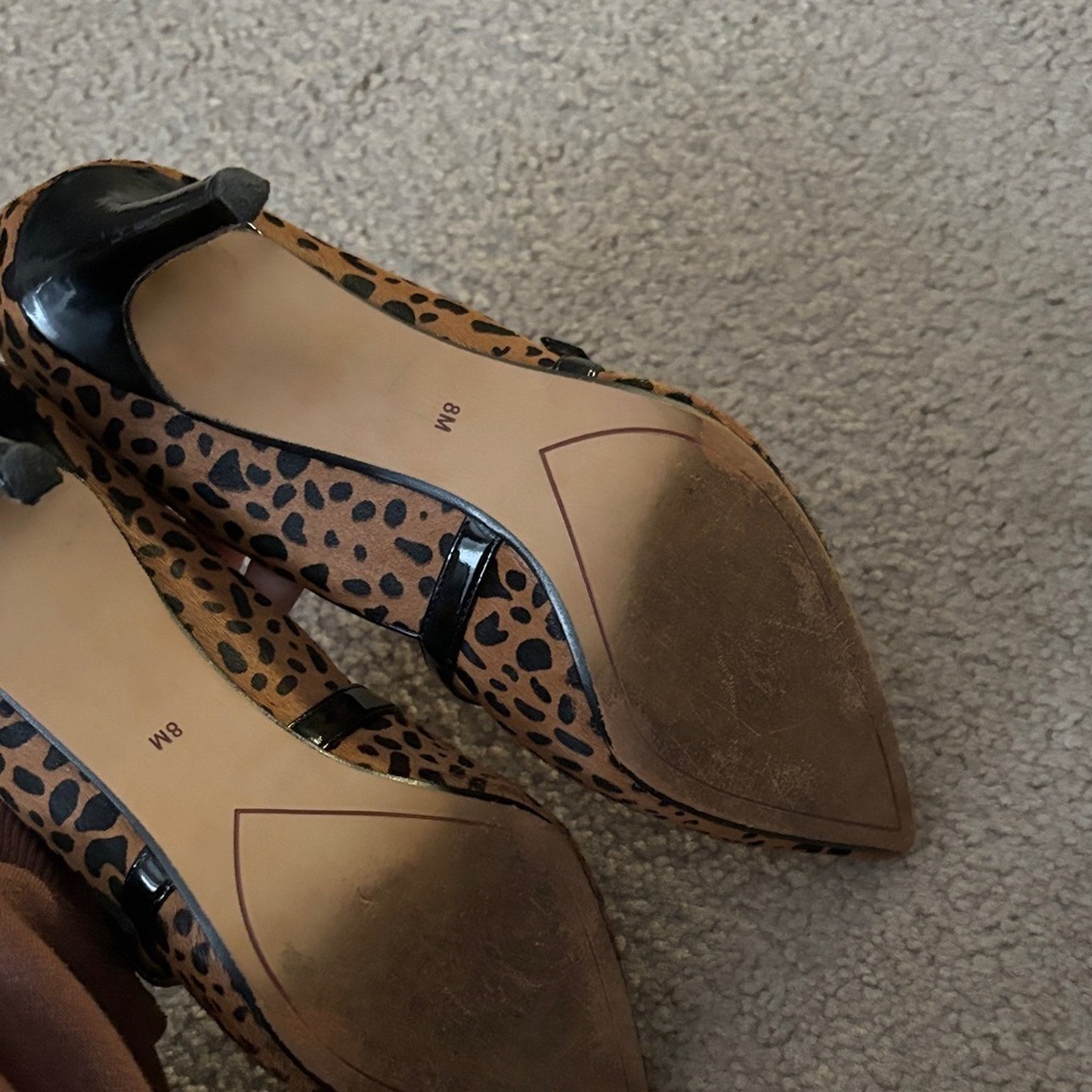 Halogen Calf Hair Leopard Print Heels with Black Straps size 8 - Picture 4 of 7